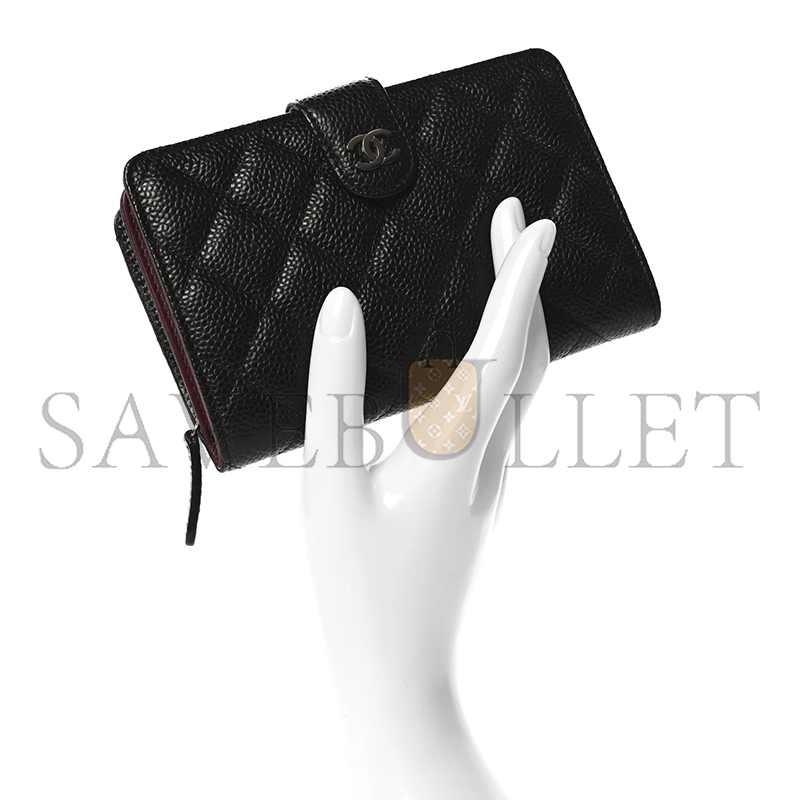 CHANEL CAVIAR QUILTED CC FRENCH WALLET BLACK A48667 (15*10*2.5cm)
